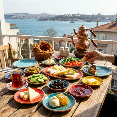 Serpme Kahvaltı — traditionelles türkisches Frühstück am Bosporus